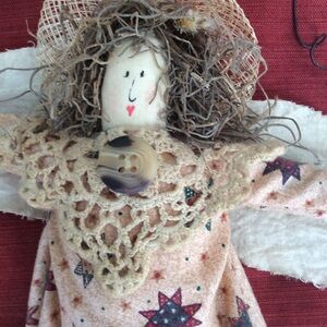 Folk Art Twig and Crochet Angel Ornament